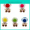 Super Mario 17cm Toad Plüschtier Mit 5 Bunten Sitzenden Pilzfiguren