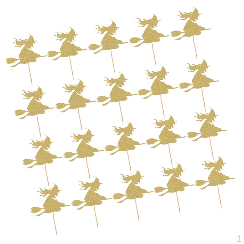 Halloween Witch Broom Cupcake Picks Toppers Party Decoration