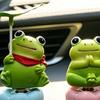 Car Ornaments Cute Rotating Frog Resin Dashboard Figurine Stress Relief Decoration with Strong Sticky Base Funny Accessory for Car Auto Motorcycle