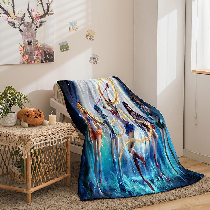 Japanese Beauty Girl Series Flannel Fleece Blanket 3D Printed Sofa Blanket Thickened Blanket