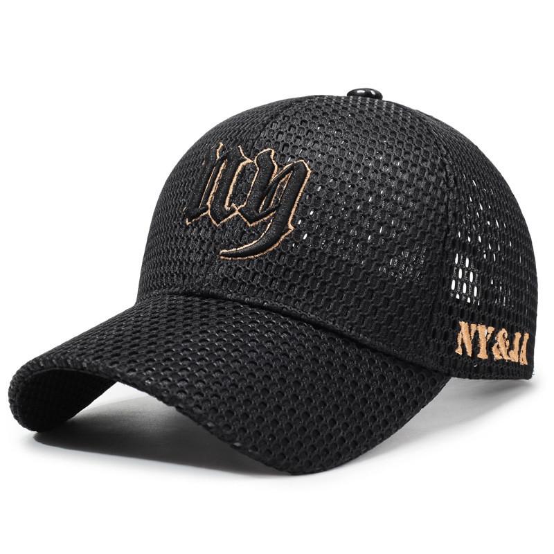 Sommerliche Baseballkappe aus Mesh mit gestickten Buchstaben und verstellbarer Passform für lässige Streetwear