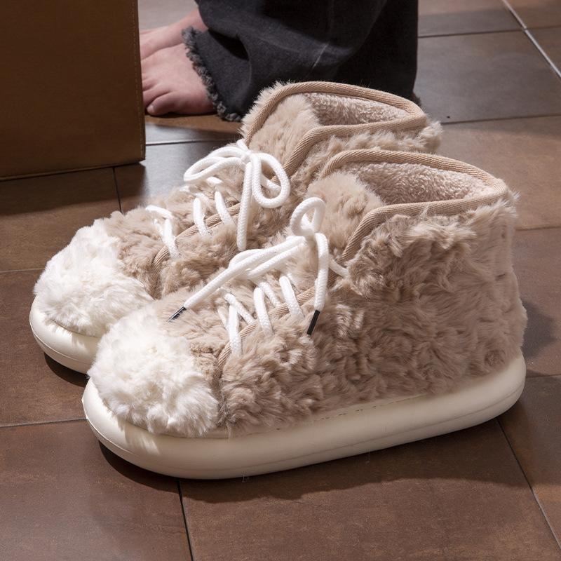 Fashion Home Fuzzy Slipper Snow Boot Women Winter Warm Fur Plush Indoor Lazy Female Thermal Furry House Shoe Platform Flat Flip Flop