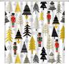 Small Stall Shower Curtain,Merry Christmas Xmas Tree Red Ball Snowflake Twigs Pine Tree Branch Winter Holiday Festival Rusticred