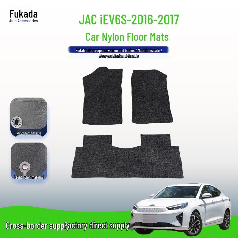 Durable Black Nylon Floor Mats for JAC iEV6S (2016-2017)