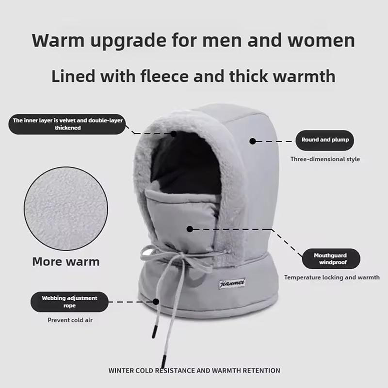 Winter Down Cotton Balaclava Ski Mask Warm 3-in-1 Beanies Cap Dustproof Windproof Pullover Cap Outdoor Skullies & Beanies