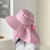 Damski letni kapelusz przeciwsłoneczny z kokardą sportowy kapelusz przeciwsłoneczny UV w stylu koreańskim kapelusz rybacki do zbierania herbaty