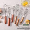 Beech Wood & Stainless Steel Baking Set: Egg Whisk, Pizza Cutter, Cake Spatula, Egg Beater, Mixer, Rice Washer.