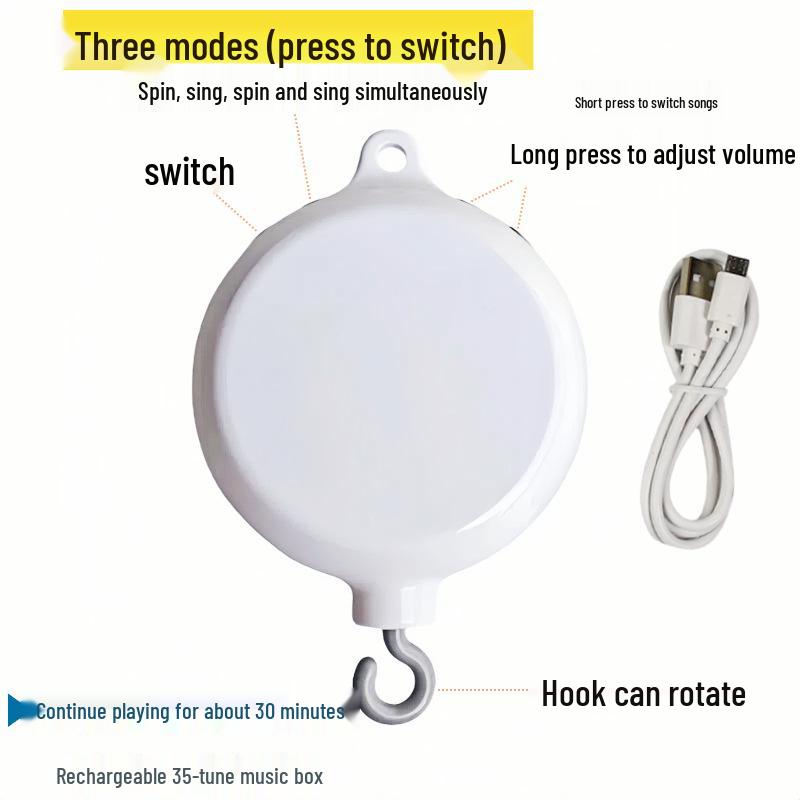 Automatic Rotating Baby Crib Mobile with 35 Songs - DIY Bed Bell & Newborn Rod Accessories
