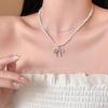 Broken silver metal bow love pearl necklace women's niche design personalized versatile high-grade neck chain collarbone chain