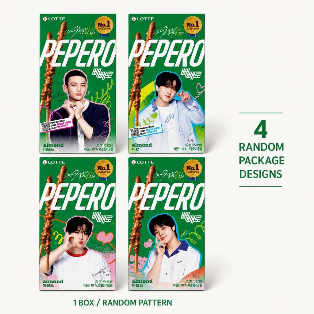 Lotte Pepero Mandel Schoko Keksstäbchen Boygroup Limited Edition 32g Muster werden zufällig versendet