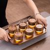 Set da 6 tazze da tè in vetro resistenti al calore da 150 ml, tazza da caffè espresso per la casa con supporto in legno antiscottatura, set da tè Kungfu Master