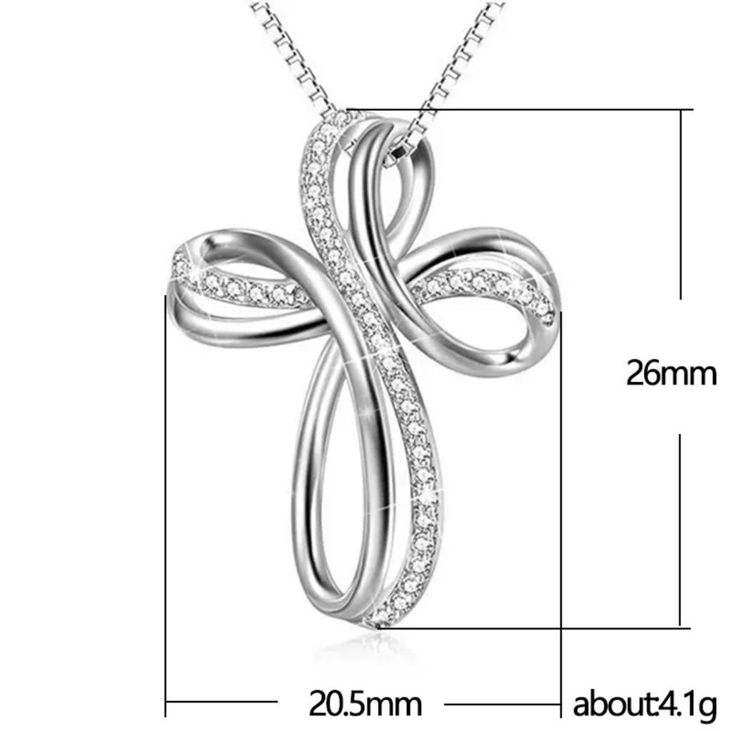 Sparkling Cross Shaped Pendant Necklace for Women