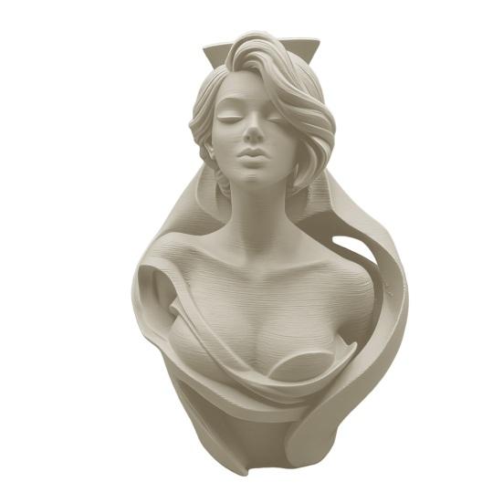 3D Printed Human Bust Vase Artistic Sculpture Planter for Succulents Matte PLA Desktop