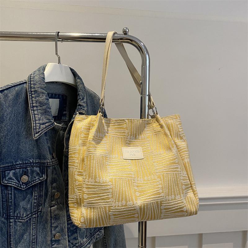 

Comfortable And Functional Large Capacity Women s Tote Bag With Unique Stitching Details In Blue жовтий