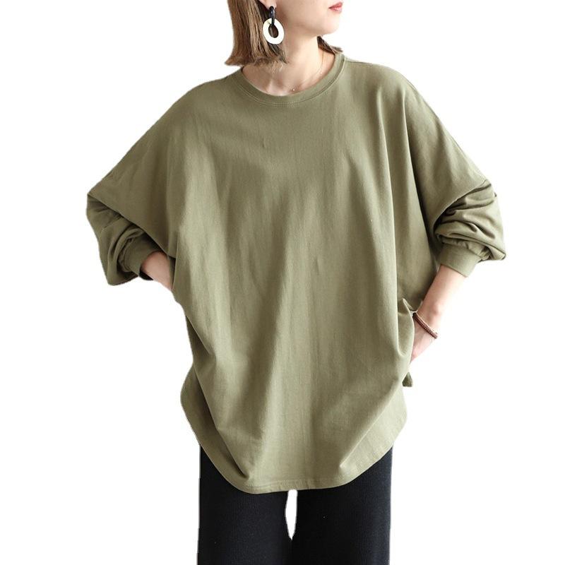Spring and Autumn New Women's Loose Medium and Long Sweater Women's Casual Large Edition Top