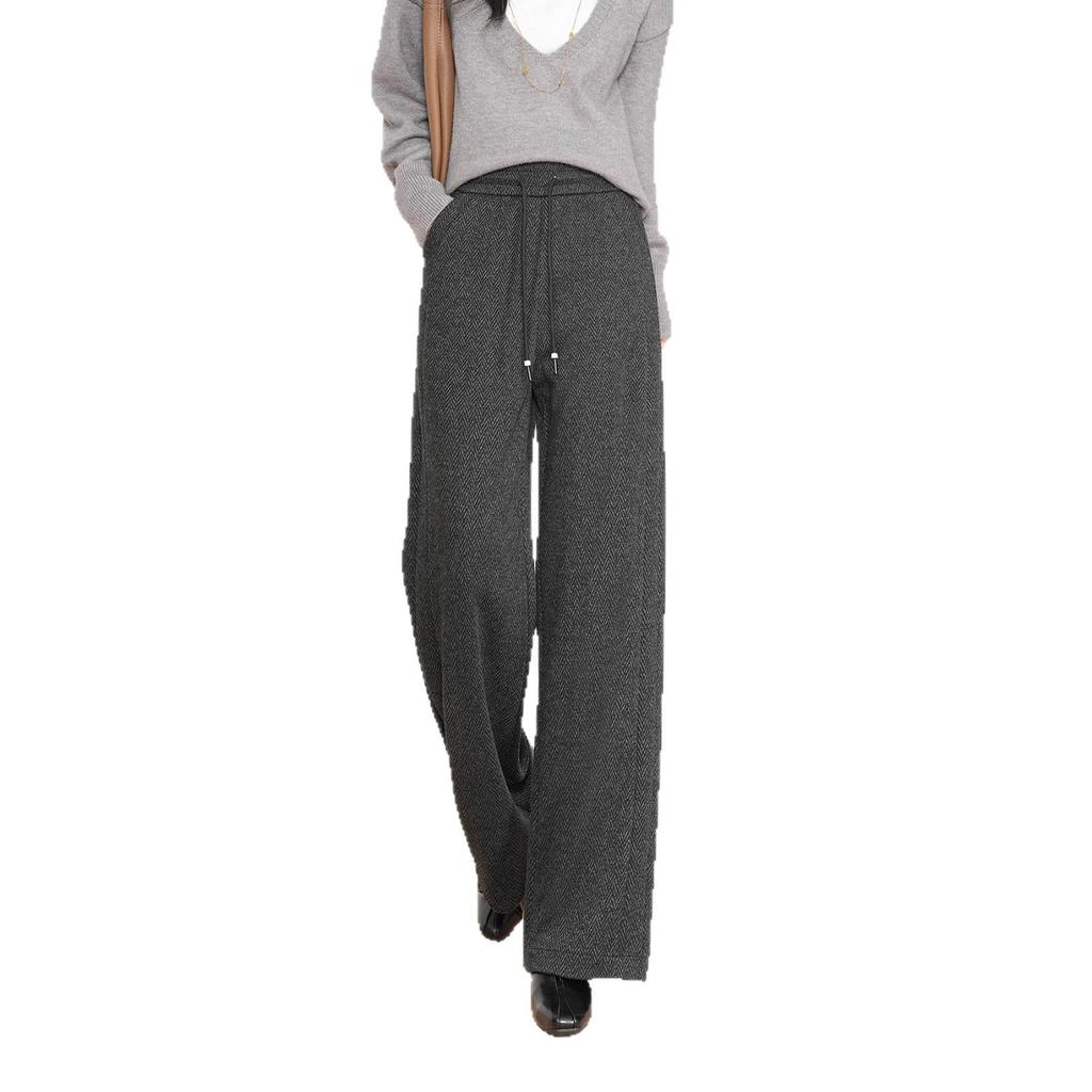 Women's Wide-Leg Winter Sweatpants with Drawstring Waist - Casual European & American Style.
