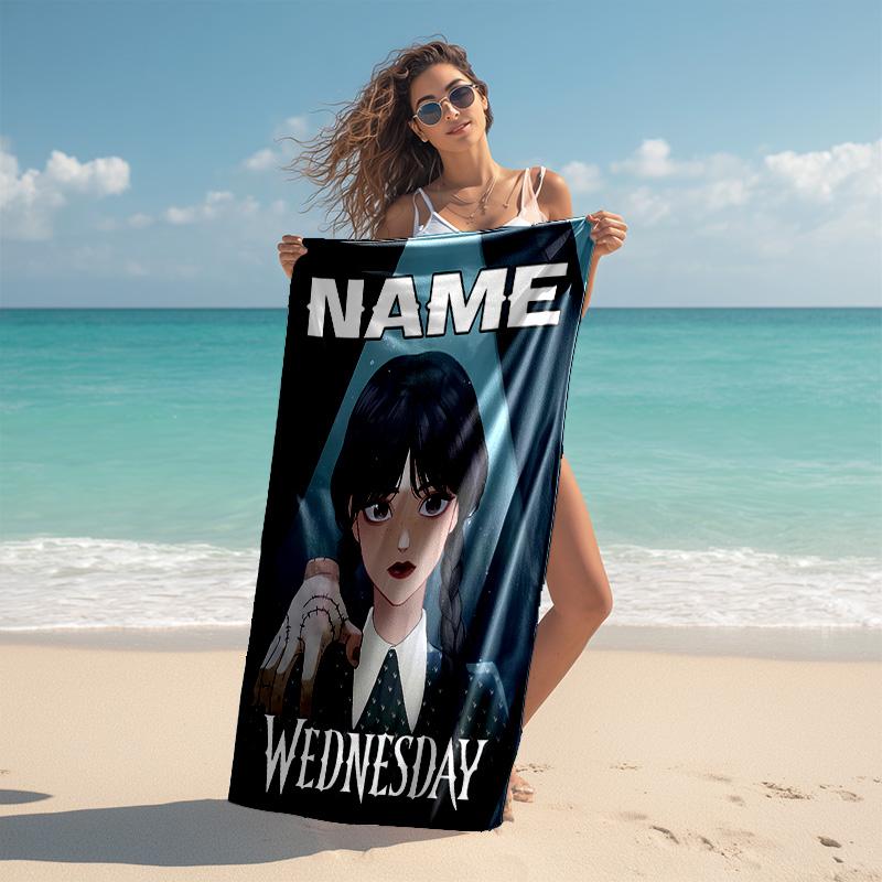 Personalized Customized Proof Beach Towel with Wednesday Addams Pattern - Soft, Absorbent,quick-drying,perfect Swimming,camping&bathing