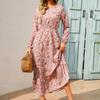 Spring Summer Bohemian Women Maxi Dress Casual Long Sleeve High Waist Beach Dress Women Floral Chiffon Dresses Vestidoes Mujer New