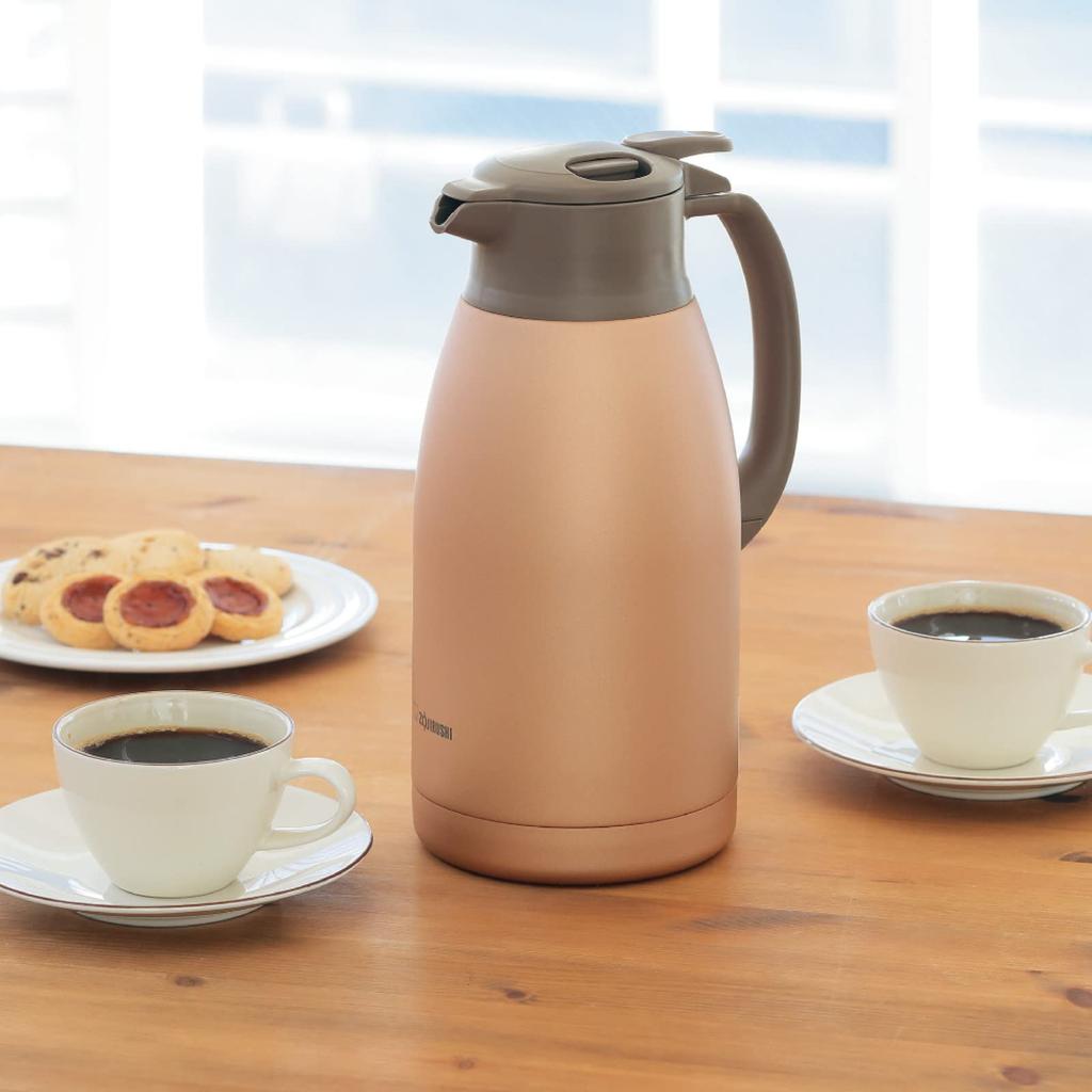 Zojirushi Thermos-Edelstahlkanne, 1,9L, Tischkanne, Weithals (Ca.. 6,5 cm), Doppelwandige Edelstahl-Vakuumflasche, Wärme- und Kälteisolierung