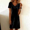2026 Autumn-Winter Women's Velvet Scoop Neck Short Sleeve Dress