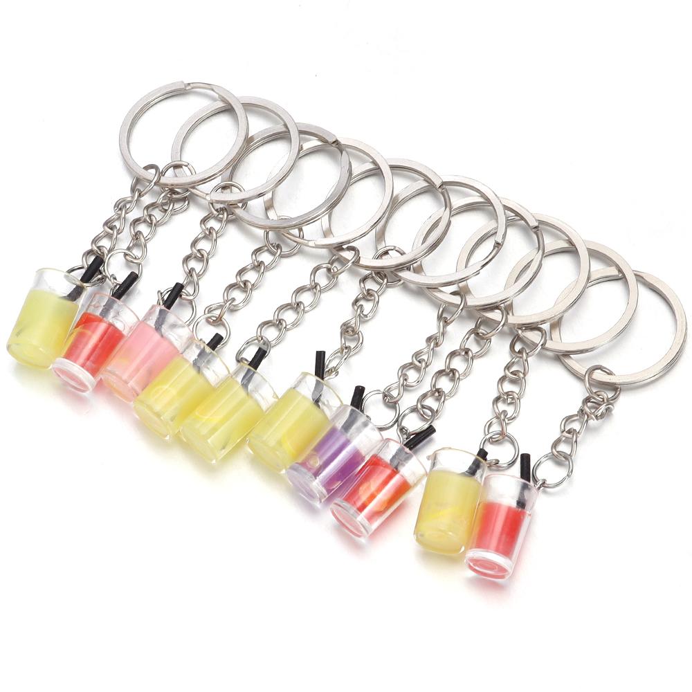 10pcs/lot Metal Flat Round Key Ring Key Chain With Acrylic Charms DIY Key Chain Pendant Connectors Jewelry Making Accessories