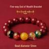 Cinnabar Five Gods of Wealth Bracelet - Luck-Changing Hand String with Purple Gold Sand Beads for Men and Women