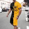 2025  New Men's Summer Leisure Sports Running Set Oversized Men's Refreshing Top Y2K Style Printed 3D Poker Pattern Fashion Set