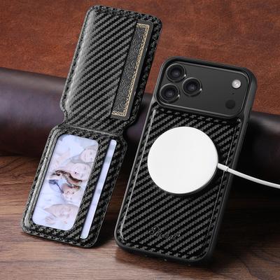 Phone Case with Card Holder for iPhone 18 17 16 15 14 13 12 Pro Max Air Plus Carbon Fiber Aramid Style for Magsafe Cover K0029