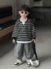 Autumn 2025 Boys' Trendy Striped Sweatshirt Set - Fashionable Early Autumn Outfit