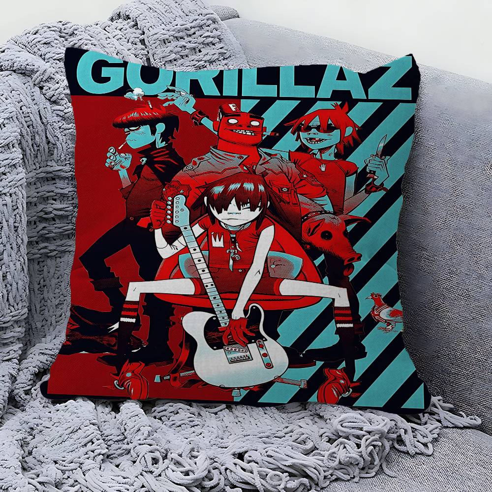 Retro Music Gorillaz Stitch Lucky Dragon Pillow Cover Sofa Cushion Cover Home Room Decoration Children Gift