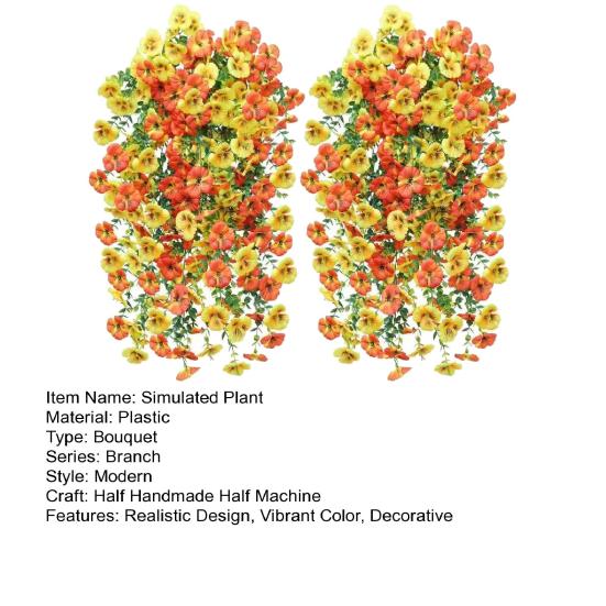 Yousheng 1/2Pcs Simulated Plants Easy to Care No Watering No Withering Bright Color Realistic Appearance Decorative Fake Plant Home Decor