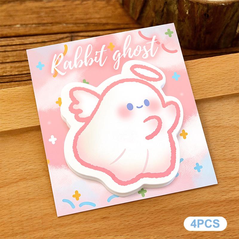 Halloween Ghost Sticky Notes Set 1/4Pcs Reusable Cute Cartoon Die Cut Memo Pad for Study Work Daily Reminder