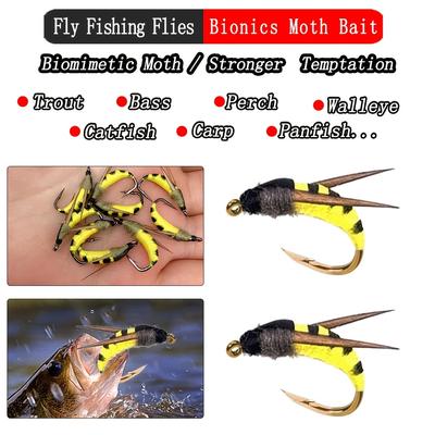 5/10 Teile/schachtel Realistische Gelbe Mottenköder Fliegen Für Forellen Angeln Künstliche Bionische Insekten Motten Köder Um Lachs Forelle Zu Fangen
