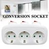 Extension Socket EU Compatible Power Converter Power Strip with 3 Individual Switches Horizontal Sockets for Home Office Travel