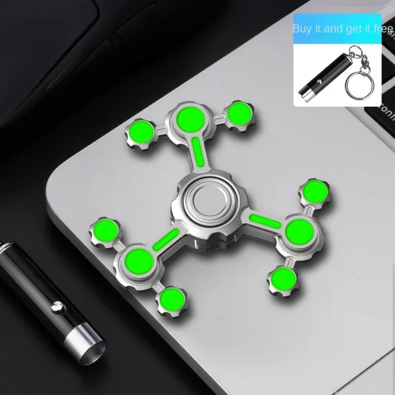 

Stress Relief Toy Metal Luminous Fidget Spinner Antistresse Rotating Roller Handle Glowing Spinning Tip Top Gyro Edc Novelties