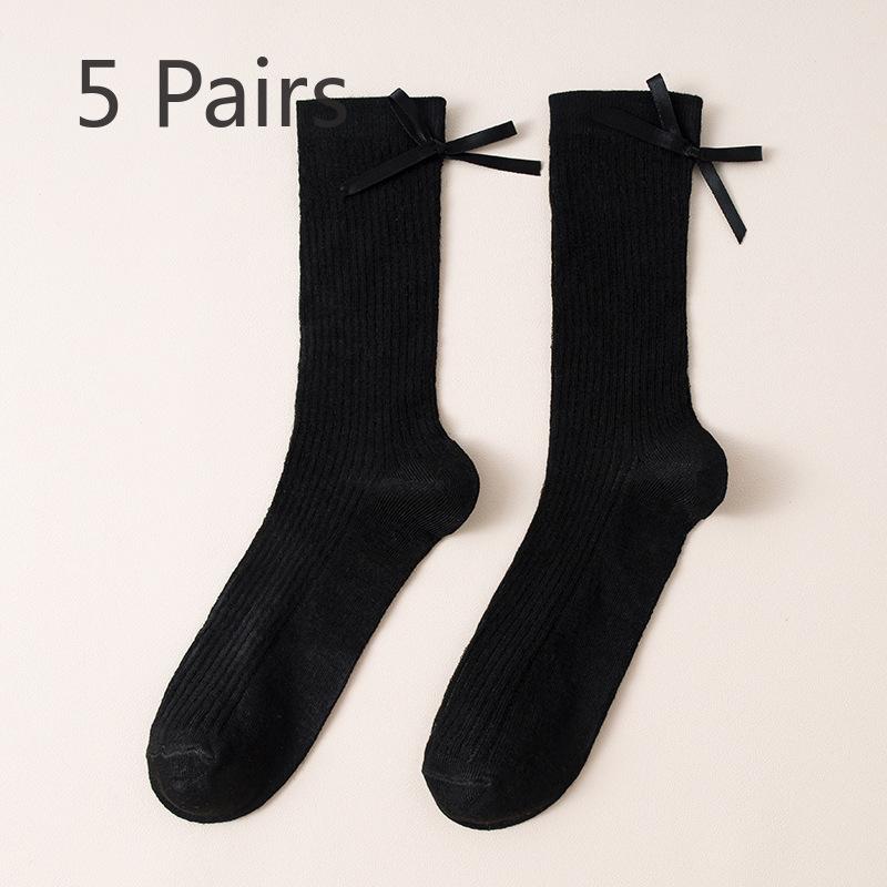 5 Paar Damen Frühling und Herbst Ziehen Sie eine schöne Schleife Ballett-Socken