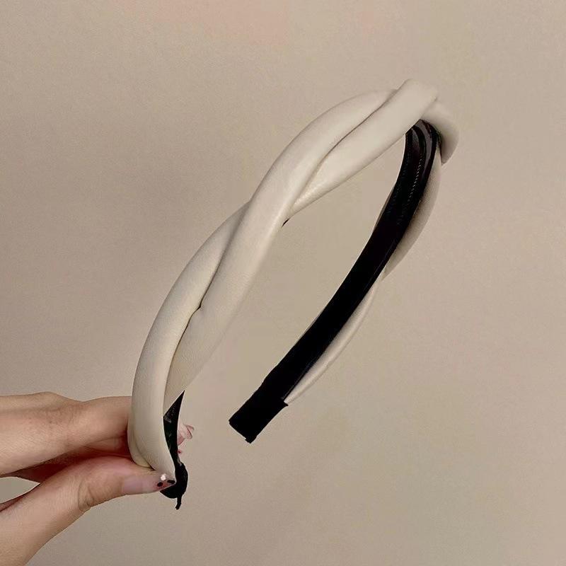 AISHG PU Leather Hair Band for Women Braided Cross Twisted Headband Teeth Hair Hoop Non-slip Hairbands Girls Hair Accessories