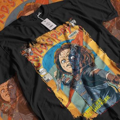 "Retro Halloween Horror Movie Classics" Graphic T-Shirt for Unisex Casual Loose O-Neck Short Sleeve Spooky Vintage Aesthetic Top