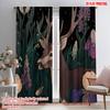2pcs,2D Plane Printing Window Curtain Deer With Flowers Nature (2) Polyester Fabric (without Rod) All Seasons Perfect for Living