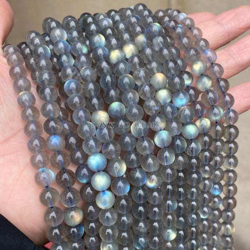 

Top Quality Natural Gray Labradorite Stone Beads Round Loose Spacer Gem Beads for Jewelry Making Moonstone Diy Bracelet Necklace 4mm approx 90pcs