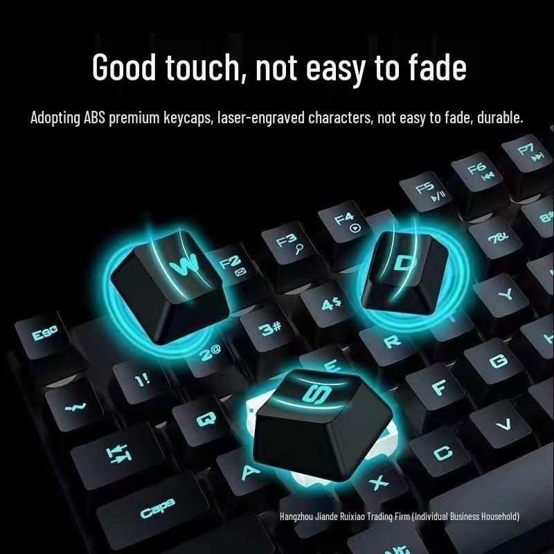 Silent Mechanical-Feel Wired Keyboard & Mouse Gaming Set (3-Piece, Universal for Computers & Laptops)