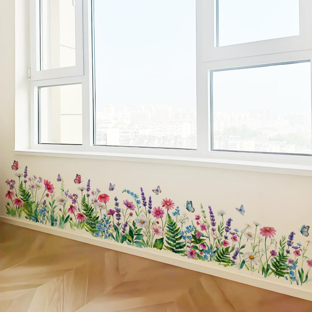 Fresh And Elegant Plant-themed Green Leaves, Flowers, And Butterflies Decorative Wall Stickers For Bedroom Bedside Tables And Cabinets.