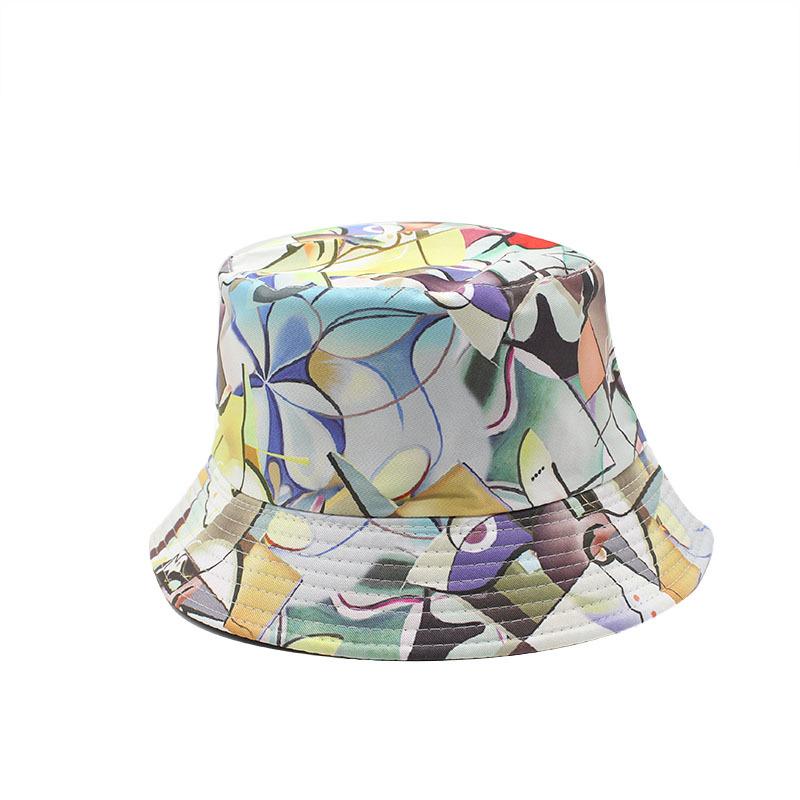 Bucket Hat Personalized Double-Sided Flower Pattern Printed Pot Hat Outdoor Men'S Travel Sunscreen Sun Hat