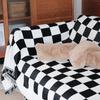 Retro Checkerboard Chessboard Grid Throw Blanket Tapestry Tassel Two Side Bedspread Outdoor Camp Beach Towels Sofa Chair Cover