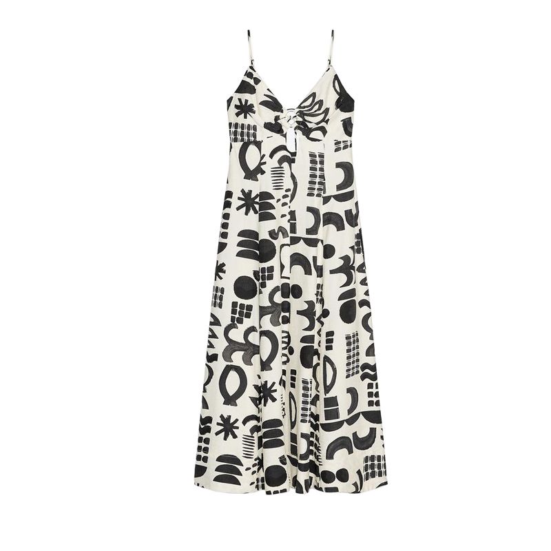 Summer New Product Women's Clothes Seaside Vacation Style Fashion Dignified Hollow Design Print Dress 3476595
