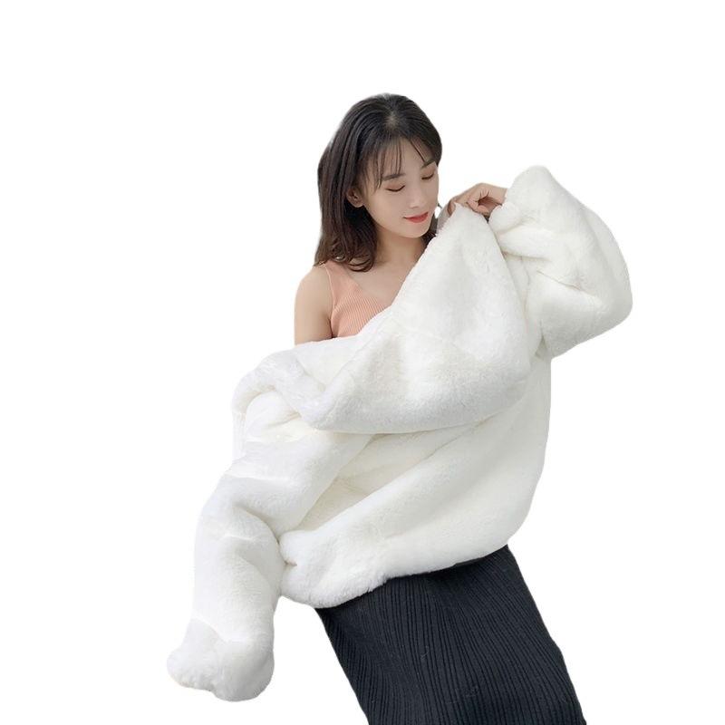 Autumn And Winter Young Fur Coat Women'S Imitation Mink Hair Haining Hooded Short Plush Coat Women
