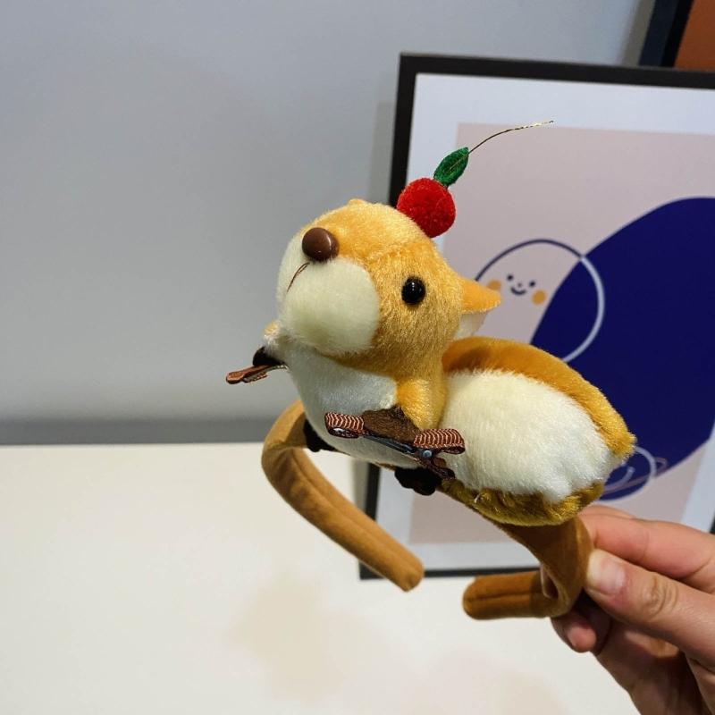 Lovely Plush Squirrel Headband Beautiful Animal Hair Hoop Headwear Accessory