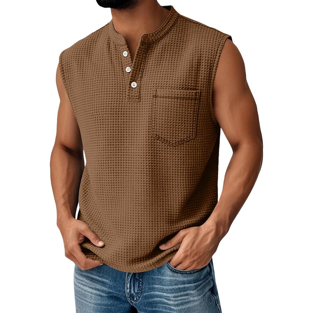 Men's Sleeveless Pocket Vest Men's Casual Fashion Sports Sleeveless Vest