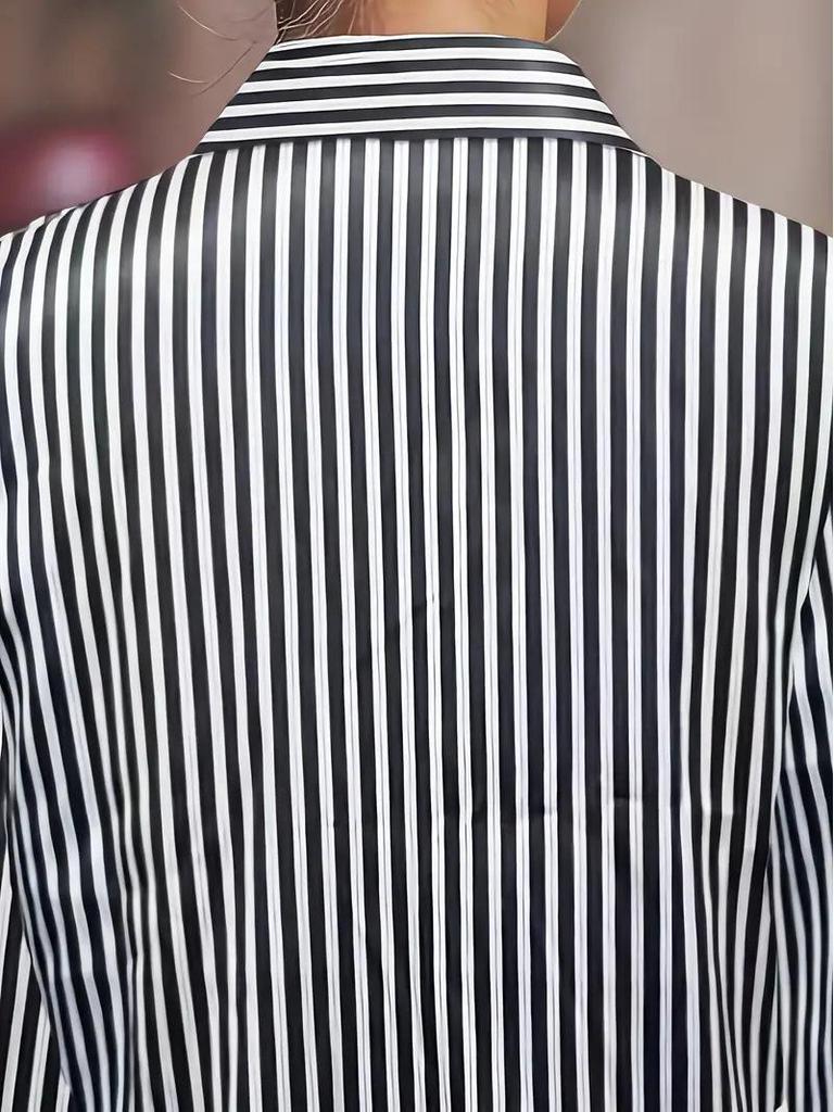 Retro European & American Women's Striped Long Sleeve French Shirt