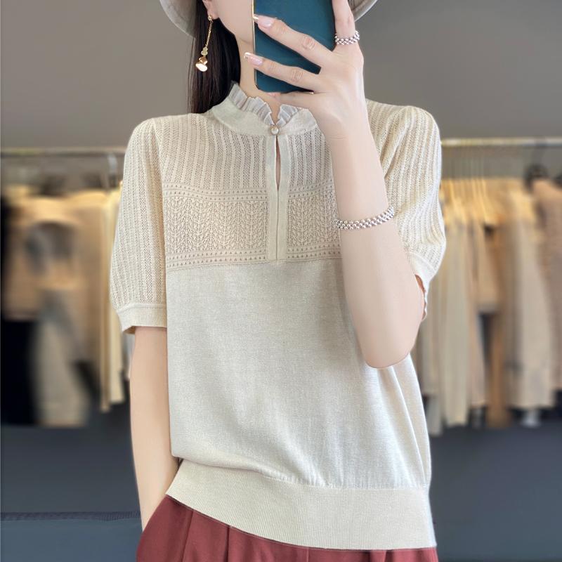 

Камвольная шерсть, китайский кружевной воротник-стойка, длинные рукава